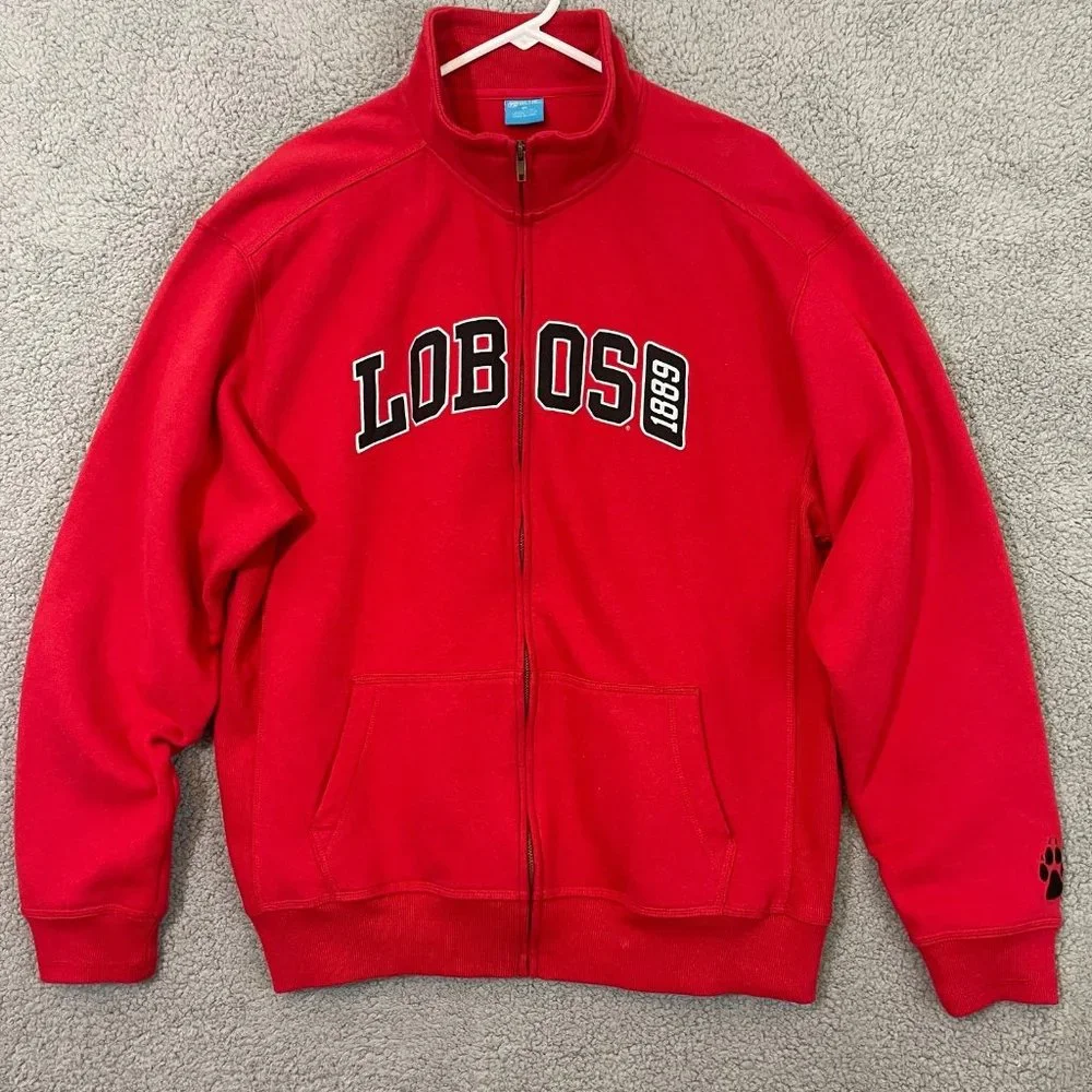 UNM Lobos Jacket Men’s XL Red Full Zip Coat University of New Mexico